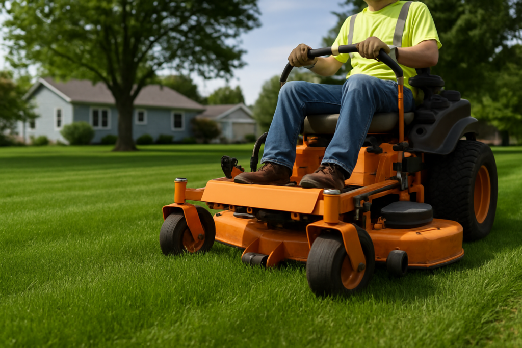 Lawn mowing equipment and services showing grass cutting near me in Wisconsin