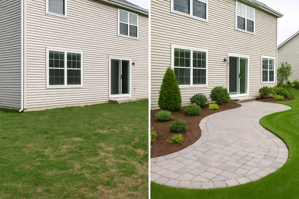 Wisconsin yard transformation showing before and after landscaping company work